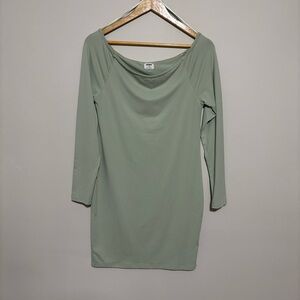 Cotton On Mint Green Cowl Neck Long Sleeve Bodycon Dress | Size Large